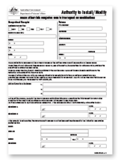 D1323 - Authority to install modify